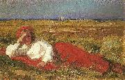 Laurits Tuxen liggende kvinde i klitteene Spain oil painting artist